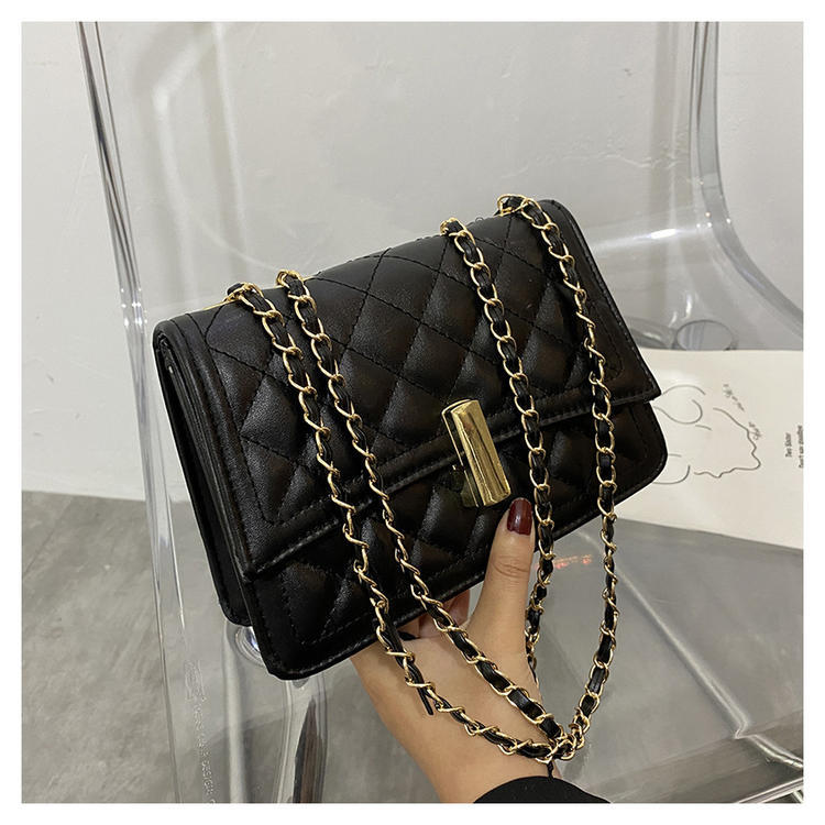 Trendy Women's Small Diamond Quilted Chain Shoulder Bag PU Crossbody