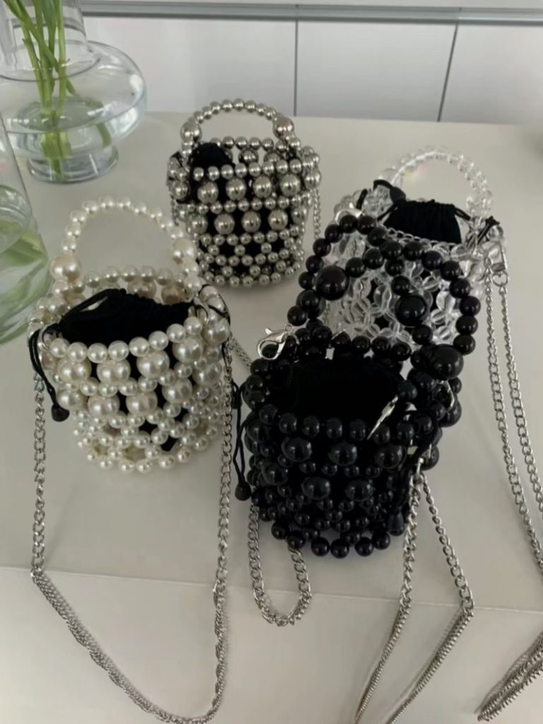 2024 Summer New Pearl DIY Beaded Handmade Bucket Handbag
