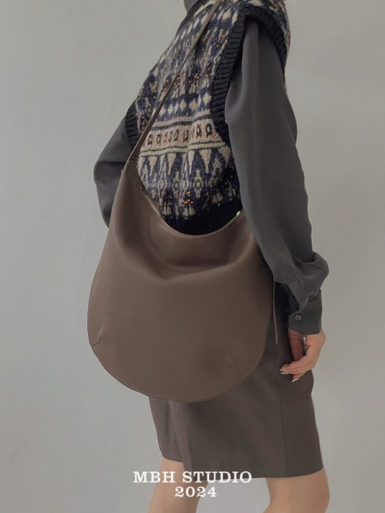 MBH Top-Grain Leather Minimalist Commuter Large Tote Shoulder Crossbody Bag